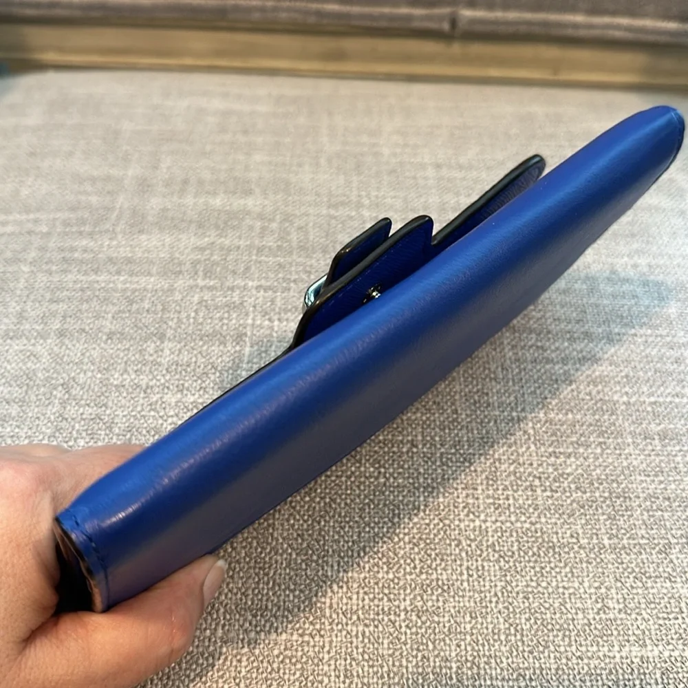 COACH-Top Stitched Bifold Wallet Womens Leather Snap-Royal blue - Picture 6 of 11